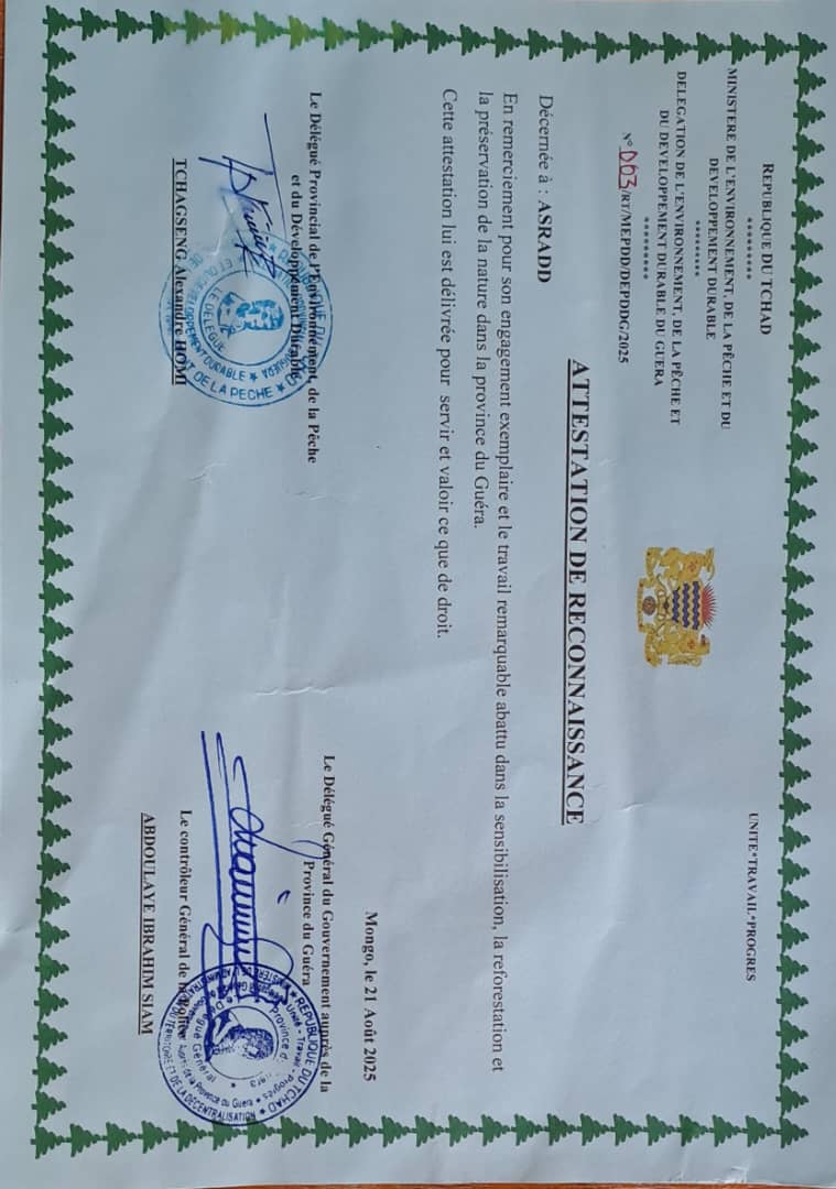 ATTESTATION DE RECONNAISSANCE